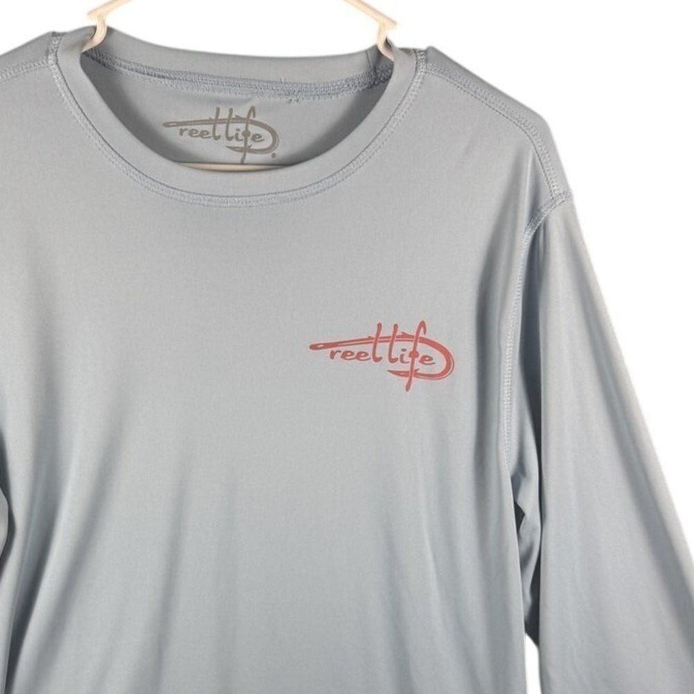 Reel Life Shirt Mens Medium Blue Long Sleeve American Flag Performance Fishing